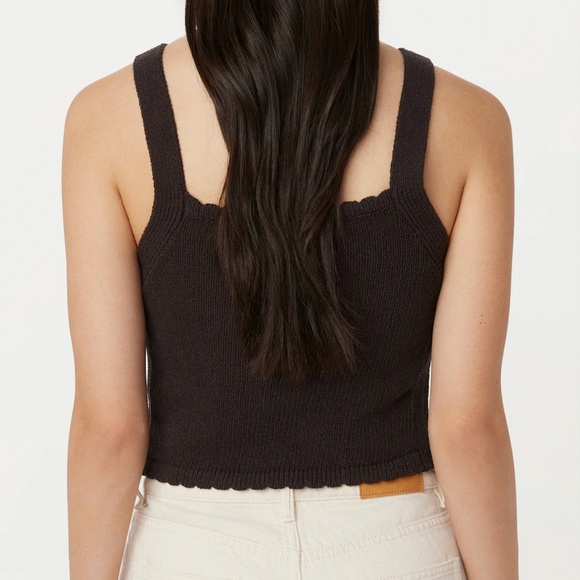 NWT Frank & Oak // The Crochet Knit Tank in Dark Chocolate Brown - Picture 2 of 9